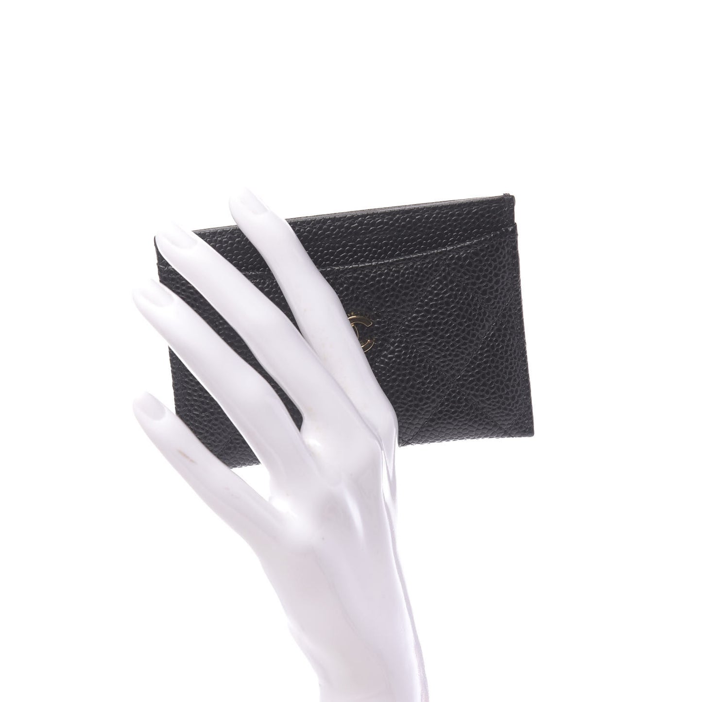 Caviar Quilted Card Holder Black
