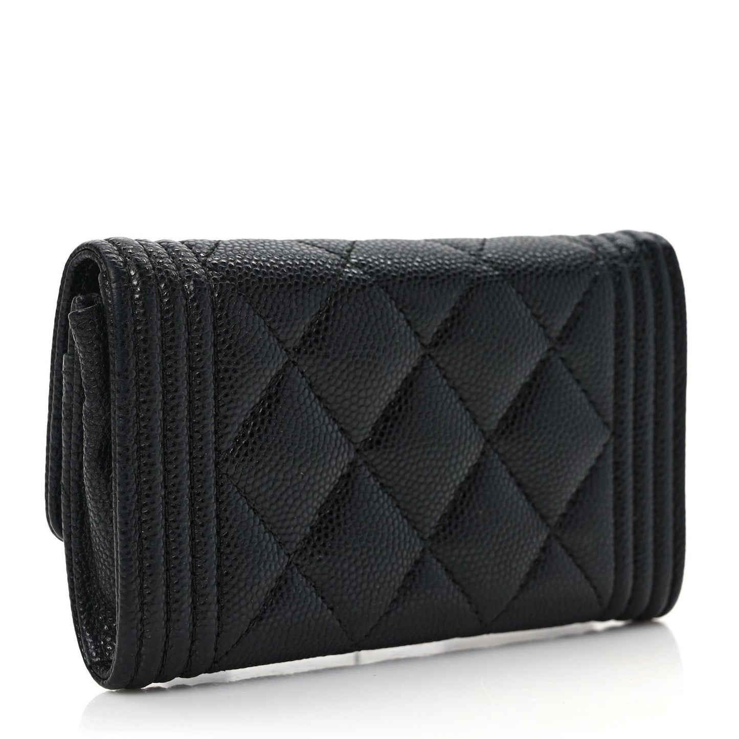 Caviar Quilted Boy Flap Card Holder Black
