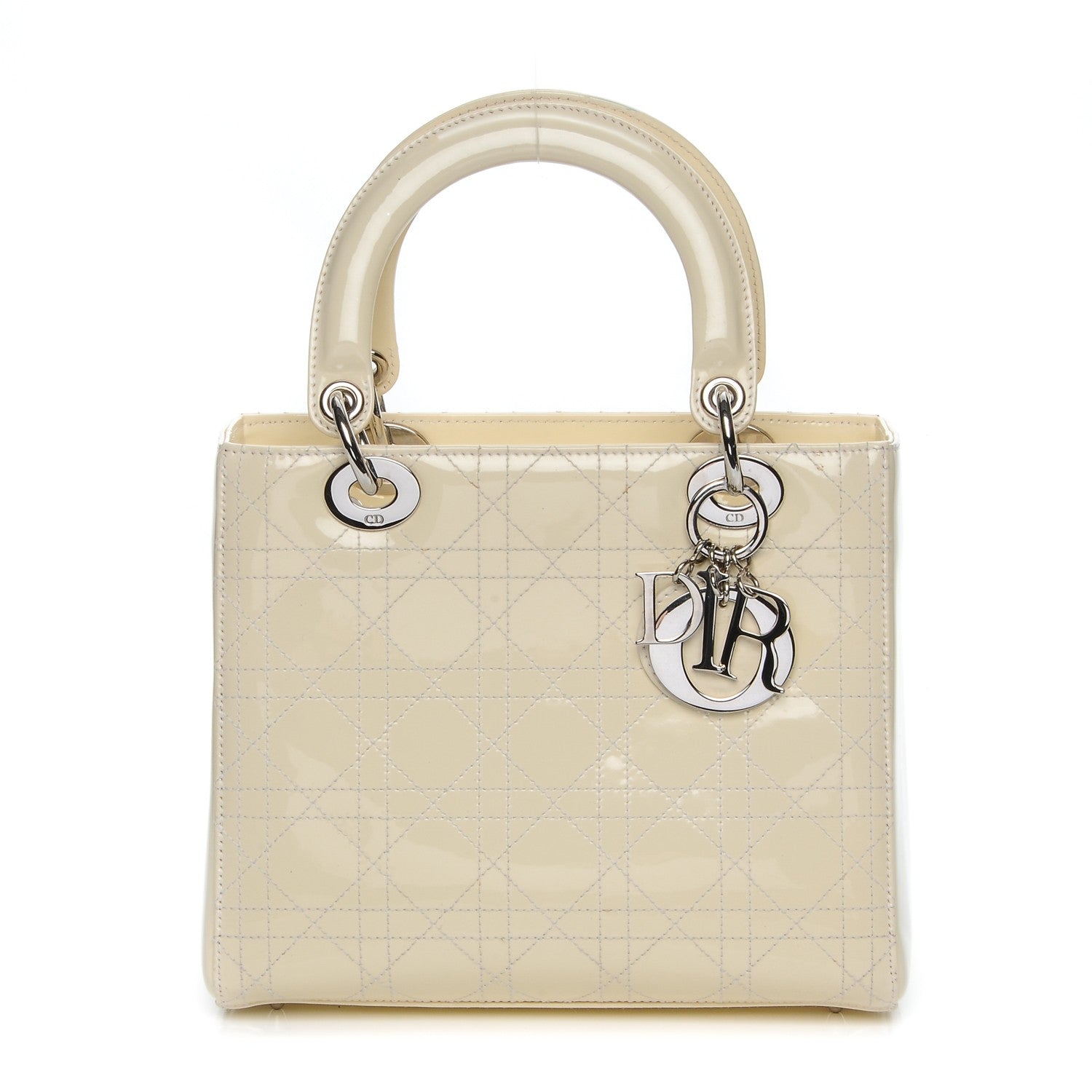 Christian Dior Patent Cannage Medium Lady Dior Beige 1 of 12