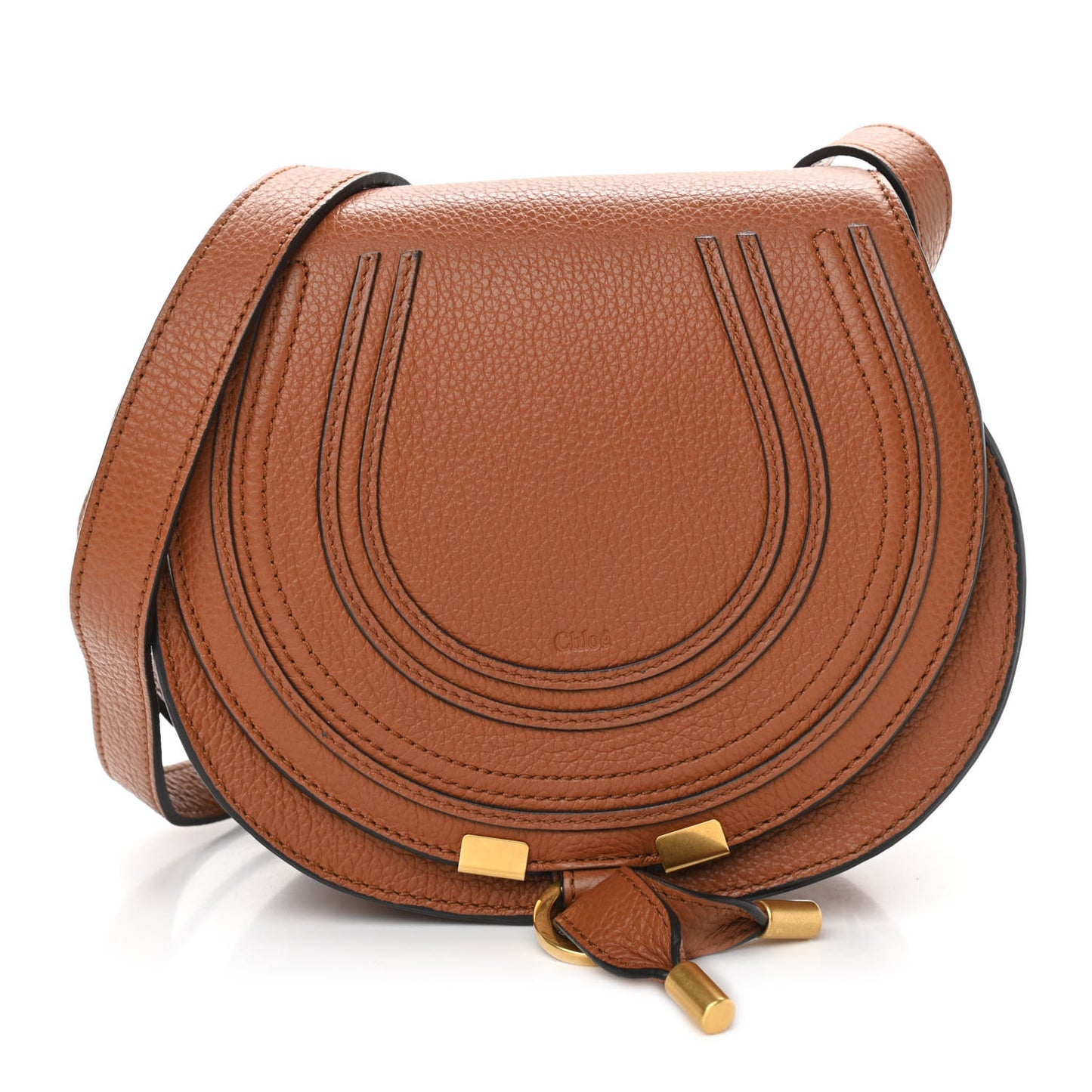 Calfskin Mini Marcie Round Crossbody Bag Tan