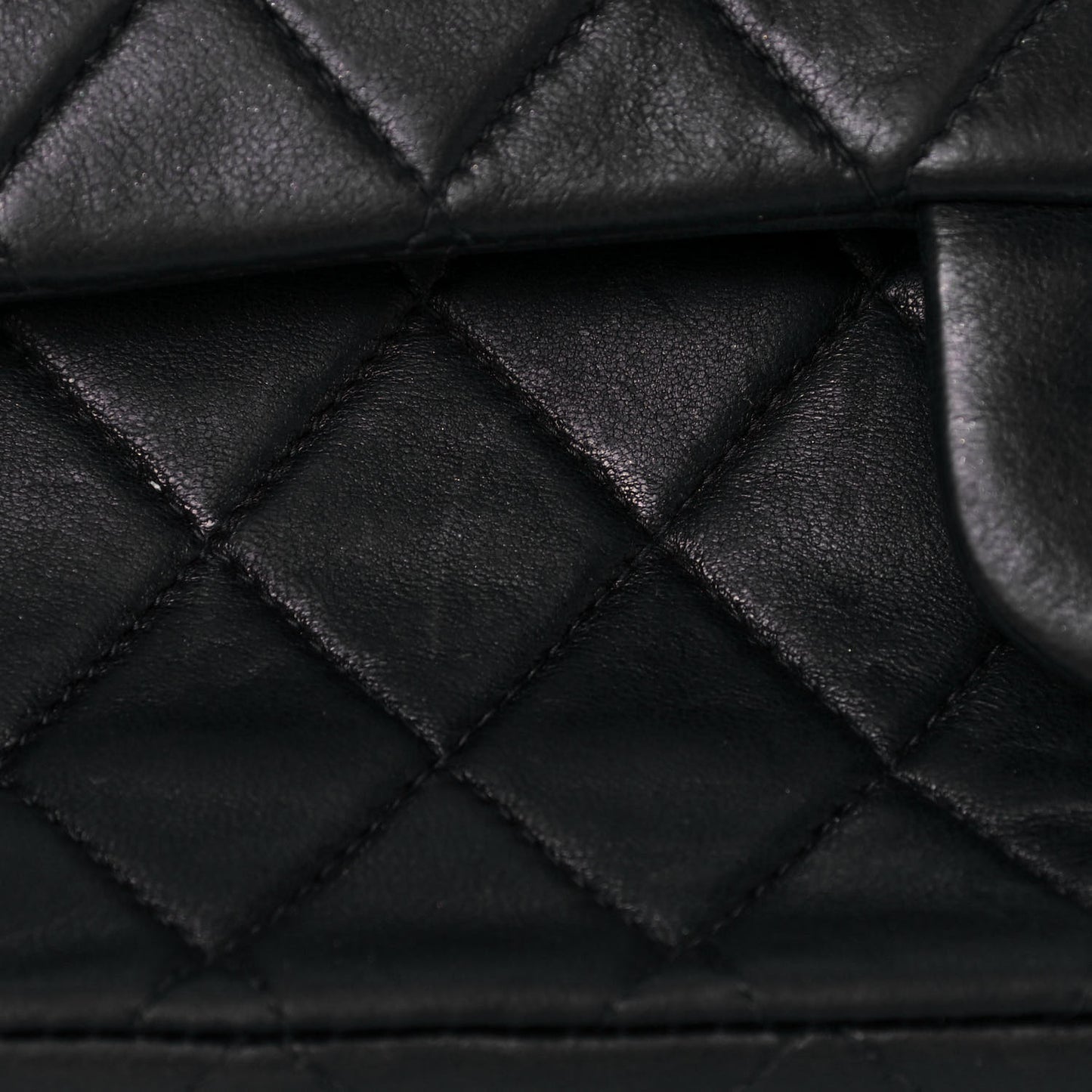Lambskin Quilted Medium Double Flap Black