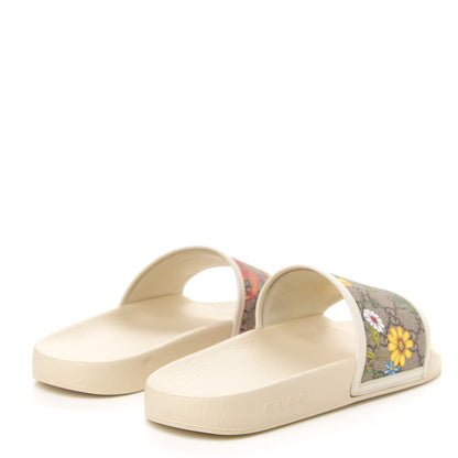 Gucci GG Supreme Monogram Flora Pursuit Slide Sandals 40 White 4 of 9