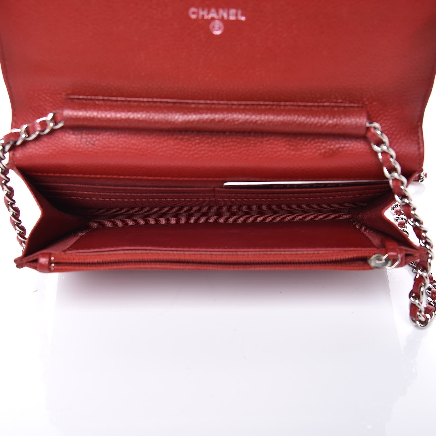 Chanel Caviar Quilted Wallet on Chain WOC Red 5 of 9