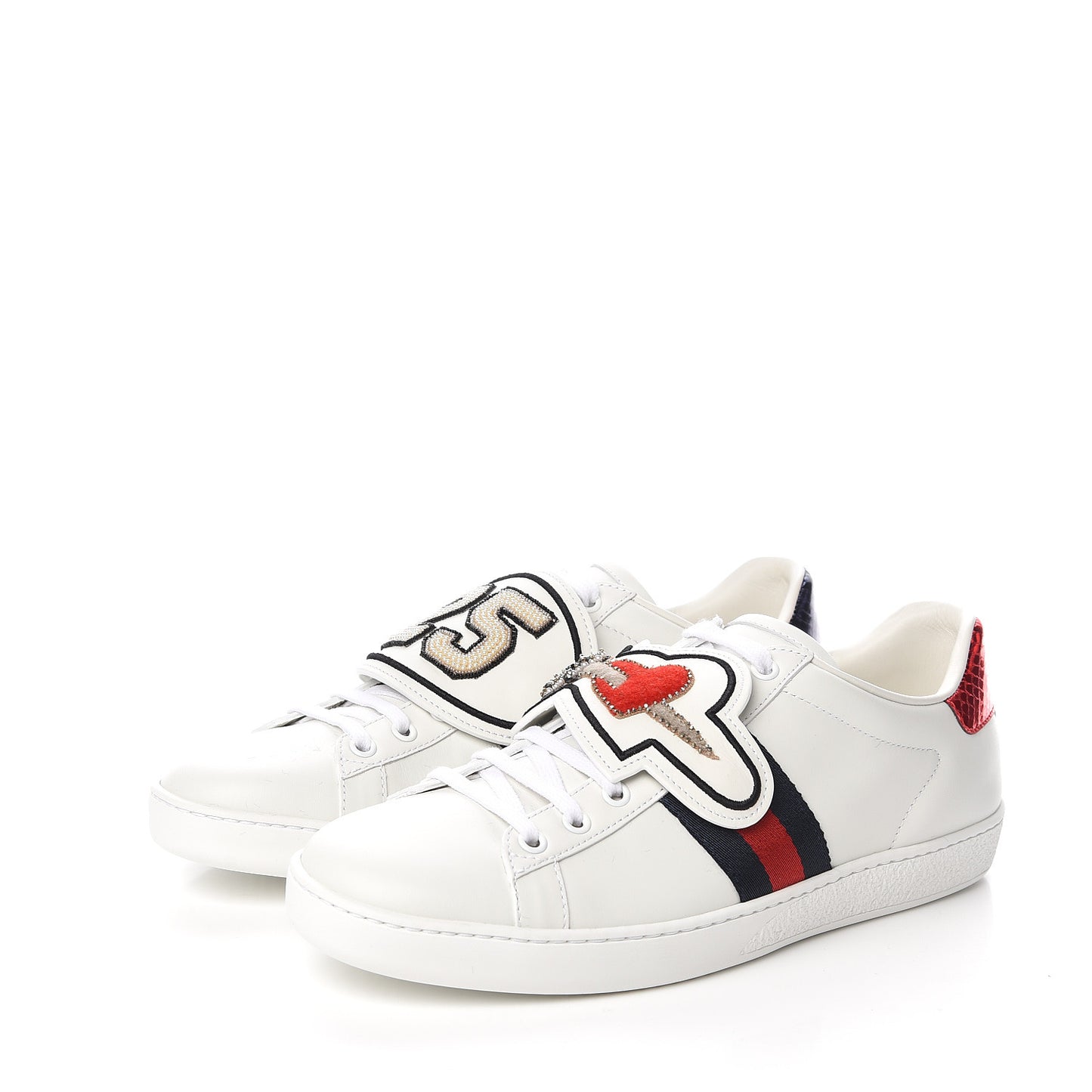 Calfskin Ayers Web Dagger Embroidered Womens Ace Sneakers 40 White