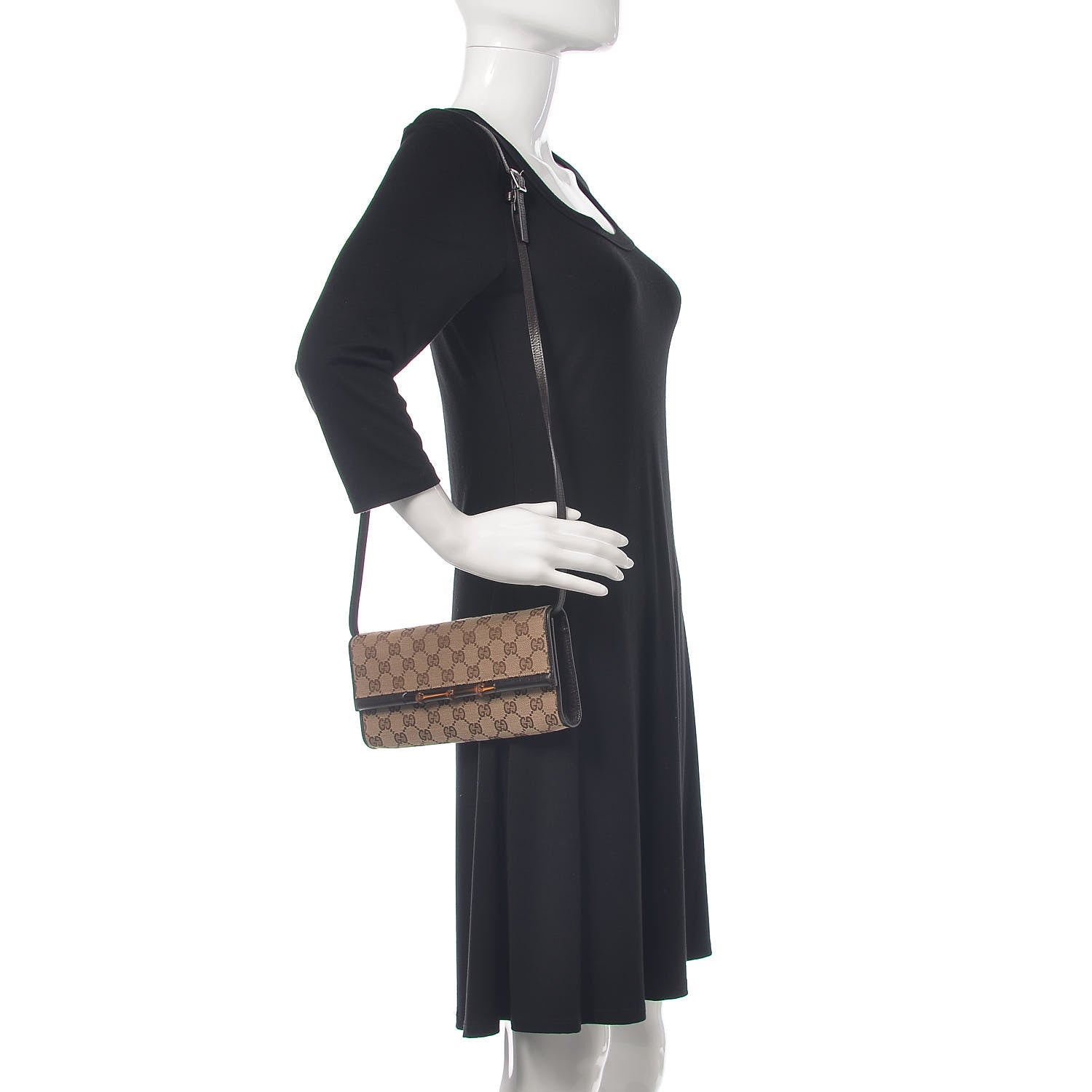 Gucci Monogram Bamboo Bar Clutch Dark Brown 2 of 8