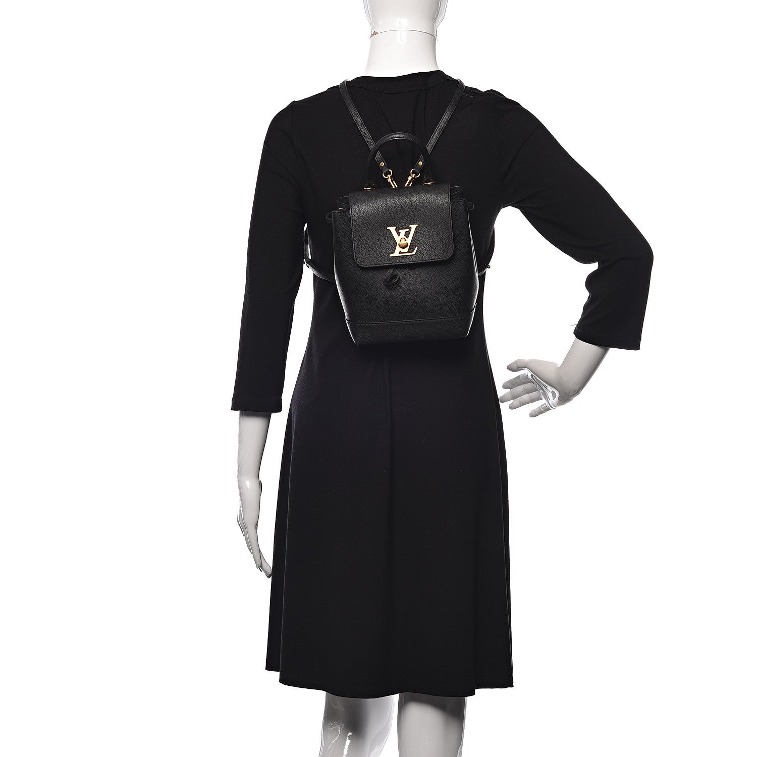 Louis Vuitton Calfskin Lockme Mini Backpack Black 2 of 13