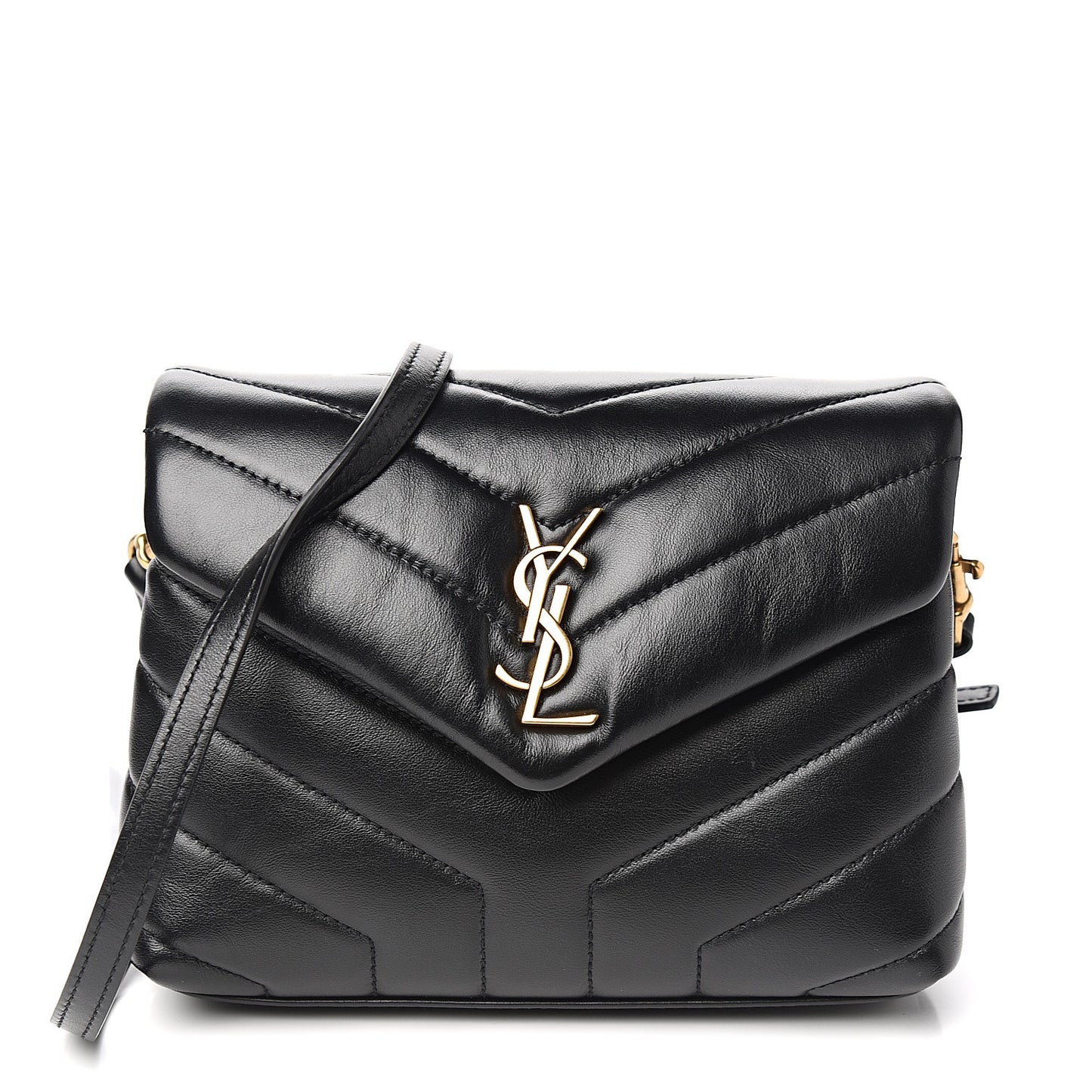 Calfskin Y Quilted Monogram Toy Loulou Crossbody Bag Black