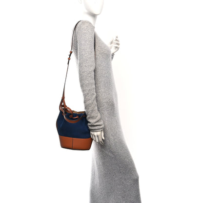 Loewe Canvas Calfskin Balloon Bucket Bag Navy Tan 2 of 9