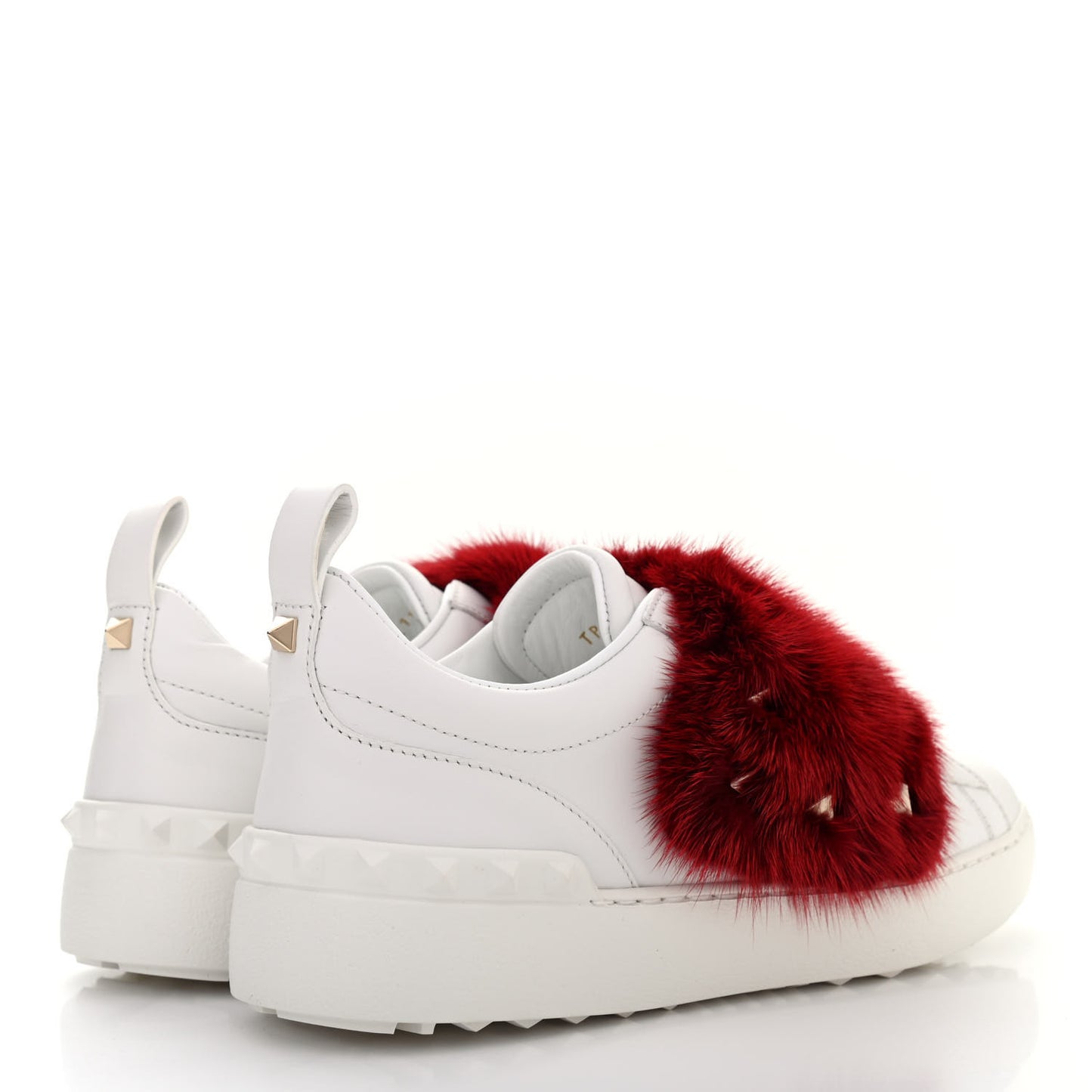 Calfskin Mink Fur Sneakers 37 White Rosso Valentino