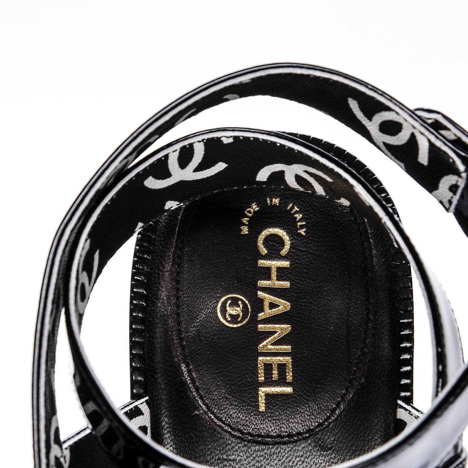 Chanel Patent Calfskin Quilted Heel Sandals 37.5 Black 7 of 7