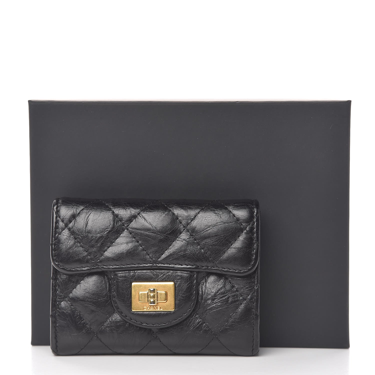 Chanel Aged Calfskin Quilted Reissue Flap Card Holder Black 9 of 9