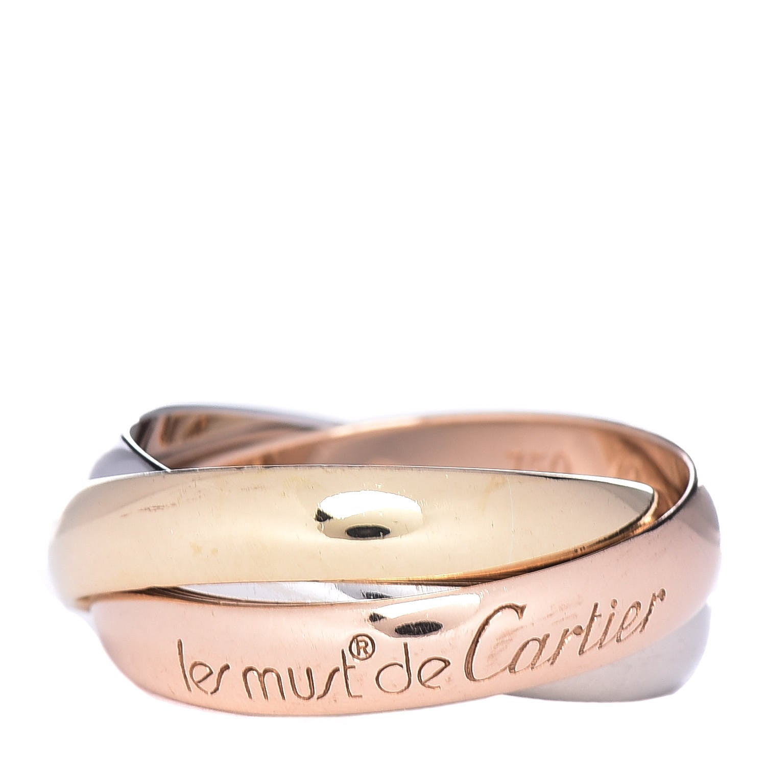 Cartier 18K Pink Yellow White Gold Classic Les Must De Trinity Ring 49 4.75 1 of 6