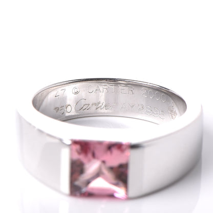 Cartier 18K White Gold Pink Tourmaline Tank Ring 47 4 4 of 5