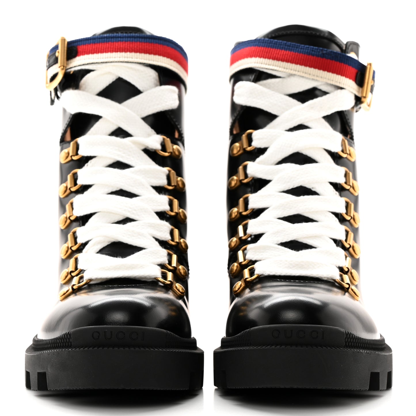 Calfskin Sylvie Web Womens Lace Up Combat Boots 36.5 Black