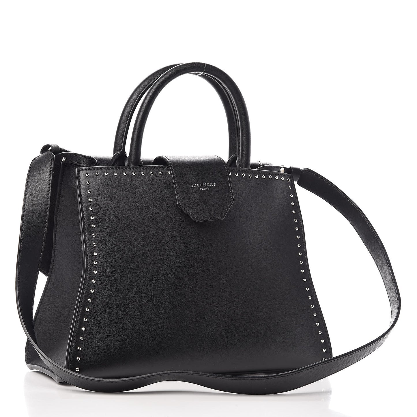 Calfskin Studded Small Obsedia Satchel Black