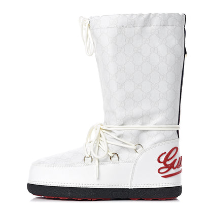 Gucci Monogram GG Lace Up Snow Boots 37 White 1 of 10