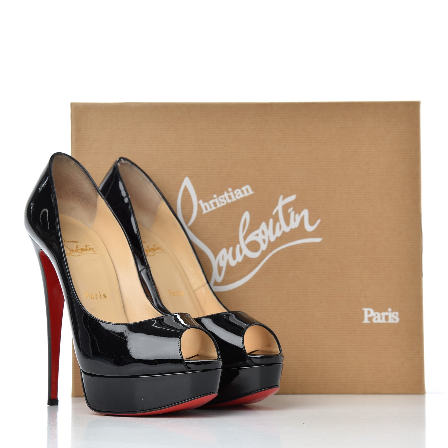 Christian Louboutin Patent Lady Peep 150 Pumps 39.5 Black 20 of 20