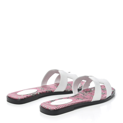 Hermes Box Calfskin Bois De Rose Oran Sandals 38.5 White 4 of 9