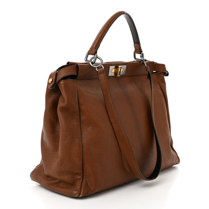 Fendi Goatskin Zucca Large Peekaboo Iconic Satchel Cuoio Tobacco Moro 3 of 13