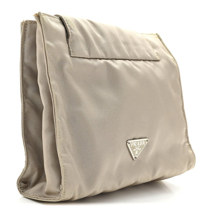 Prada Satin Logo Clutch Sabbia 3 of 7