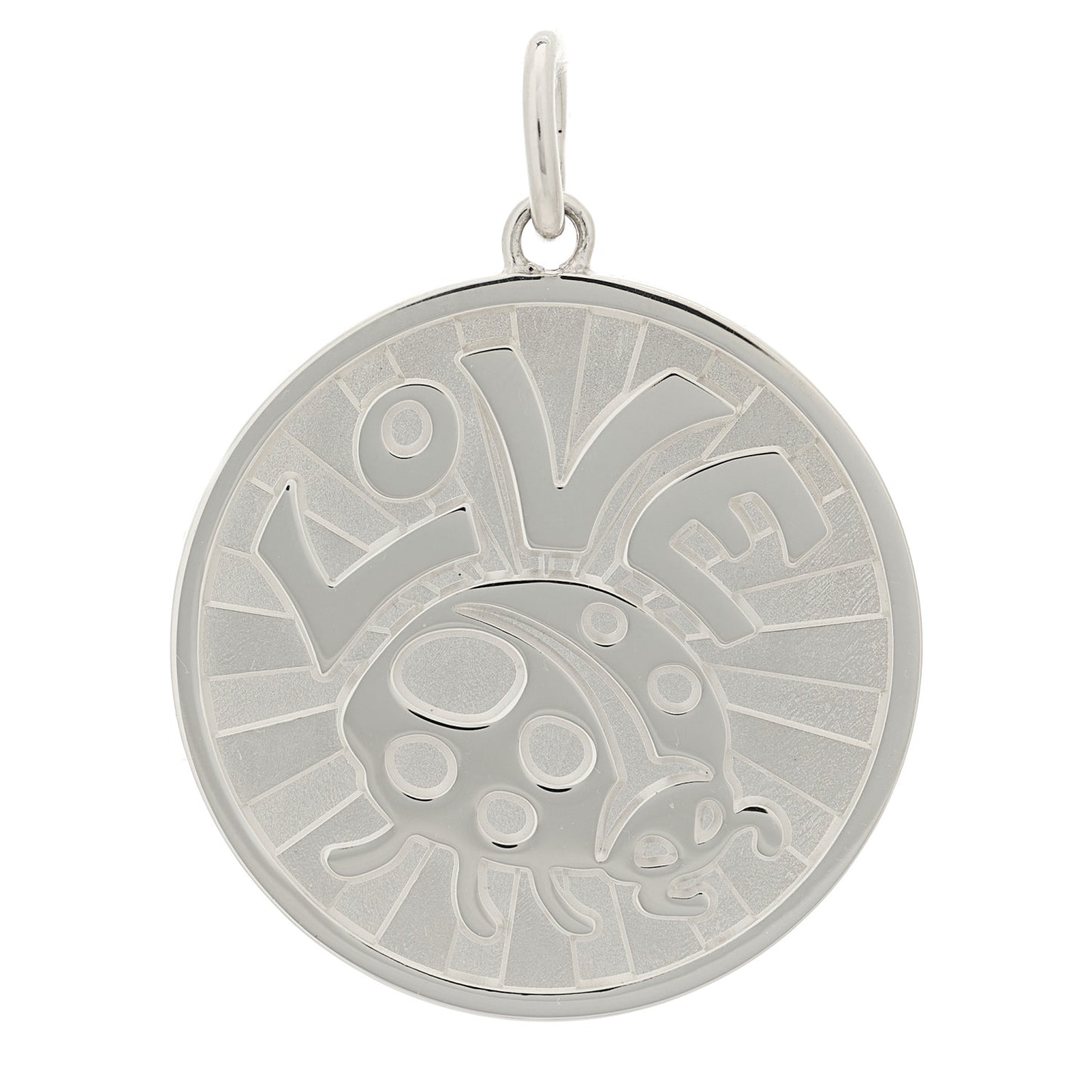 Sterling Silver Love Bugs Round Tag Charm