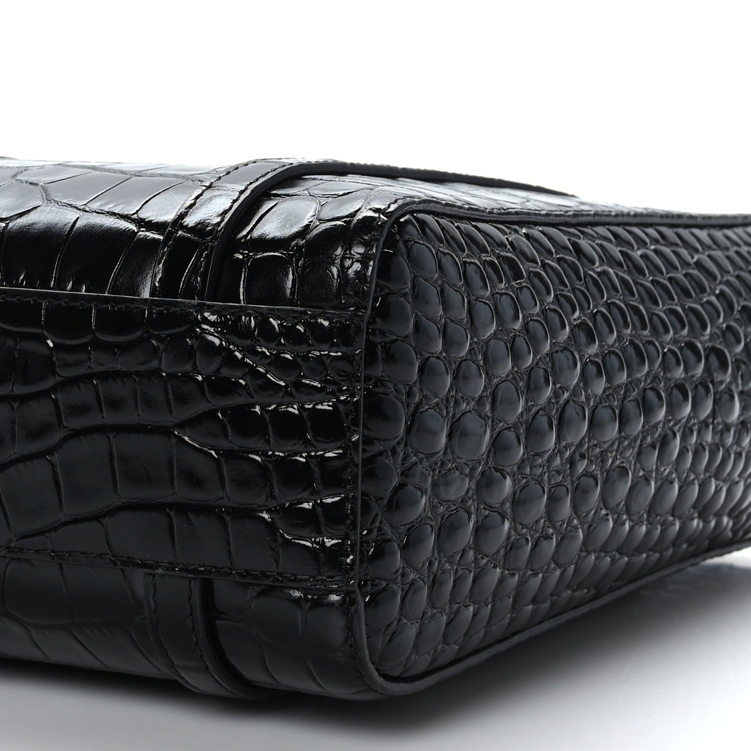 Balenciaga Shiny Calfskin Logo Crocodile Embossed XXS Everyday Tote Black 8 of 8
