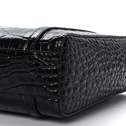 Balenciaga Shiny Calfskin Logo Crocodile Embossed XXS Everyday Tote Black 8 of 8