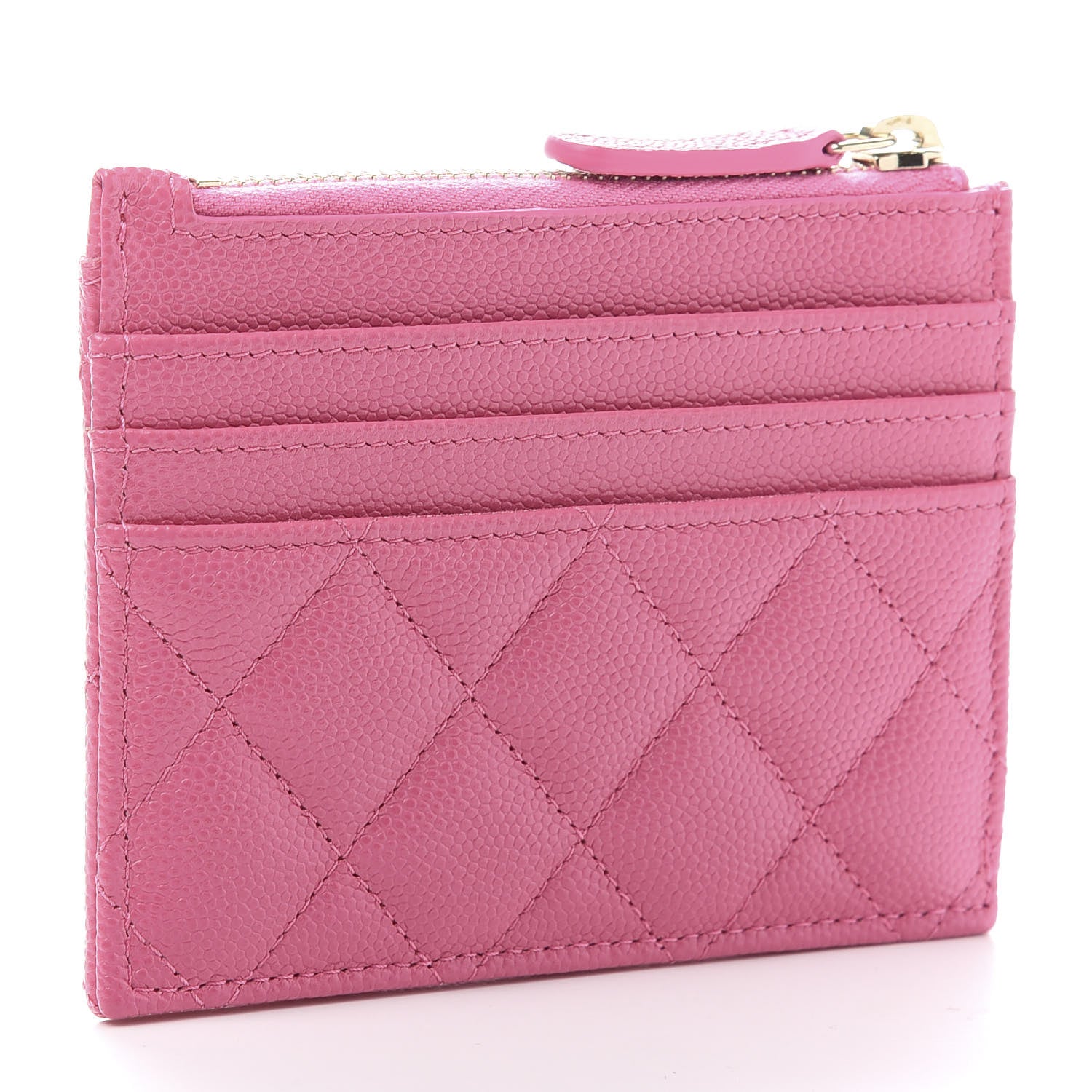 Chanel Caviar Quilted CC Zip Card Holder Pink 3 of 10