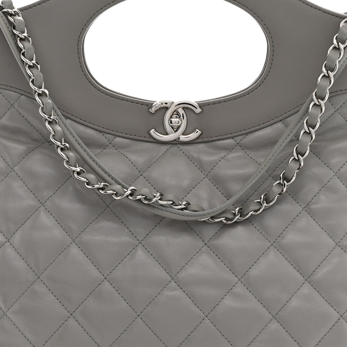 Chanel Lambskin Quilted Large 31 Shopping Bag Grey 8 of 10