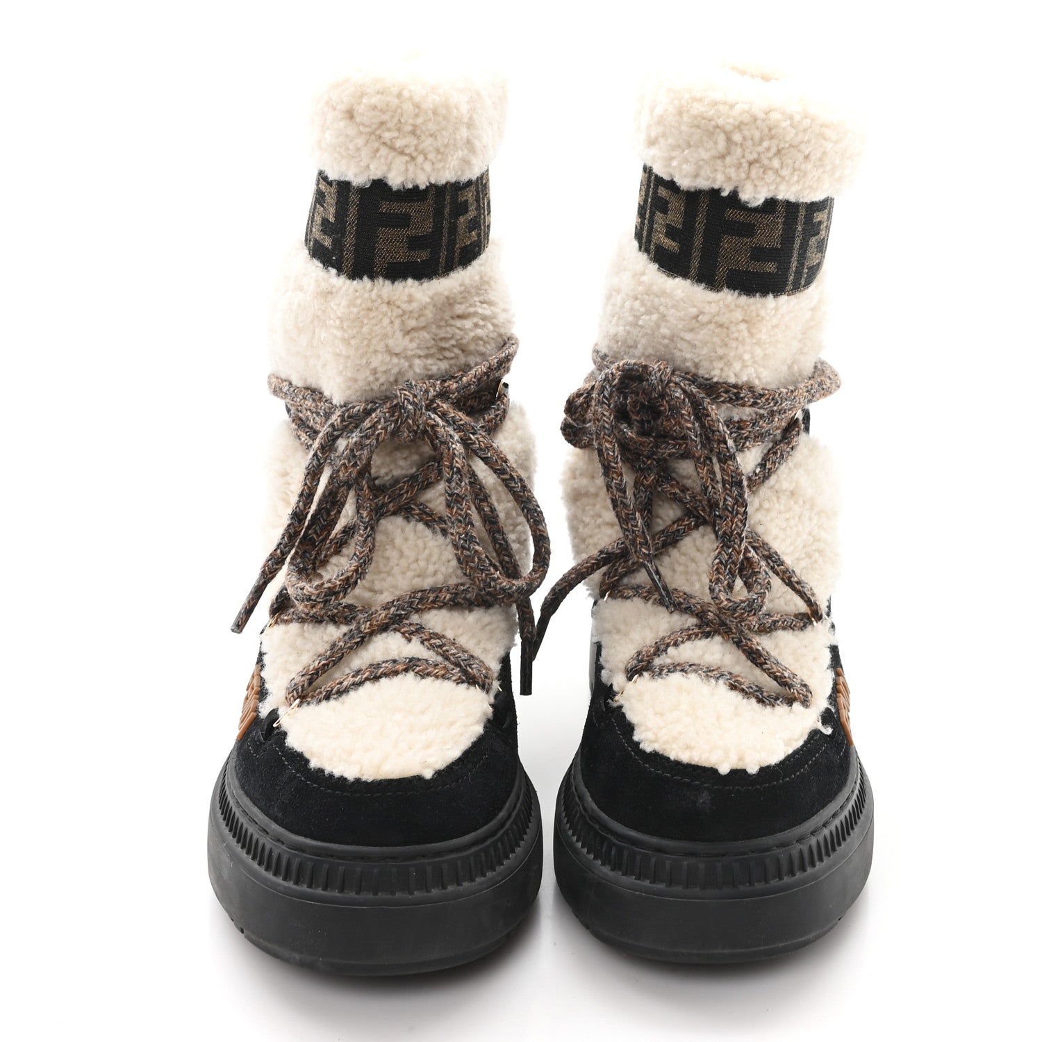 Fendi Sheepskin Suede Apres Chic Boots 38 Black 3 of 9