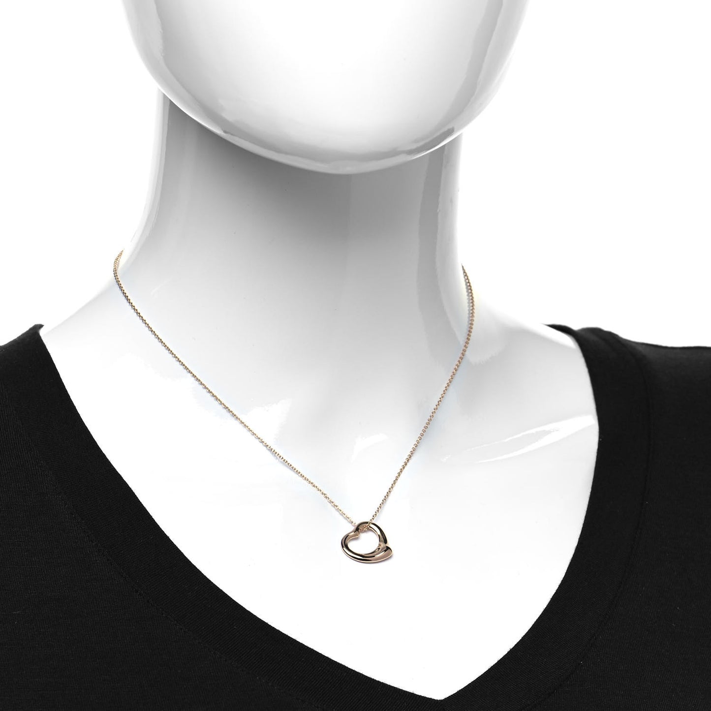 18K Rose Gold 16mm Elsa Peretti Open Heart Pendant Necklace