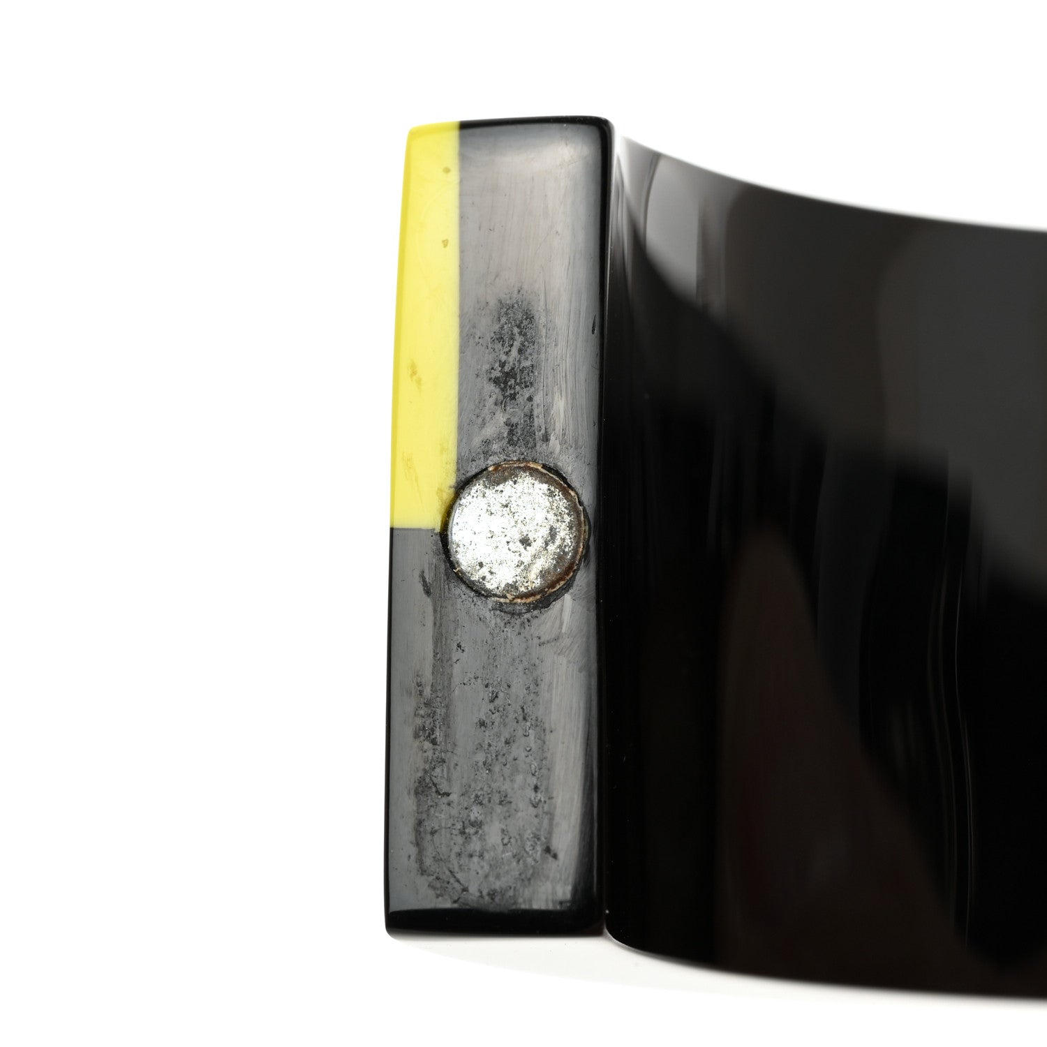 Chanel Resin CC Cuff Bracelet Black Yellow Pink 5 of 5