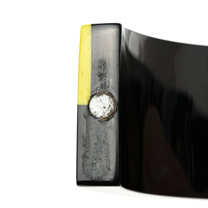 Chanel Resin CC Cuff Bracelet Black Yellow Pink 5 of 5