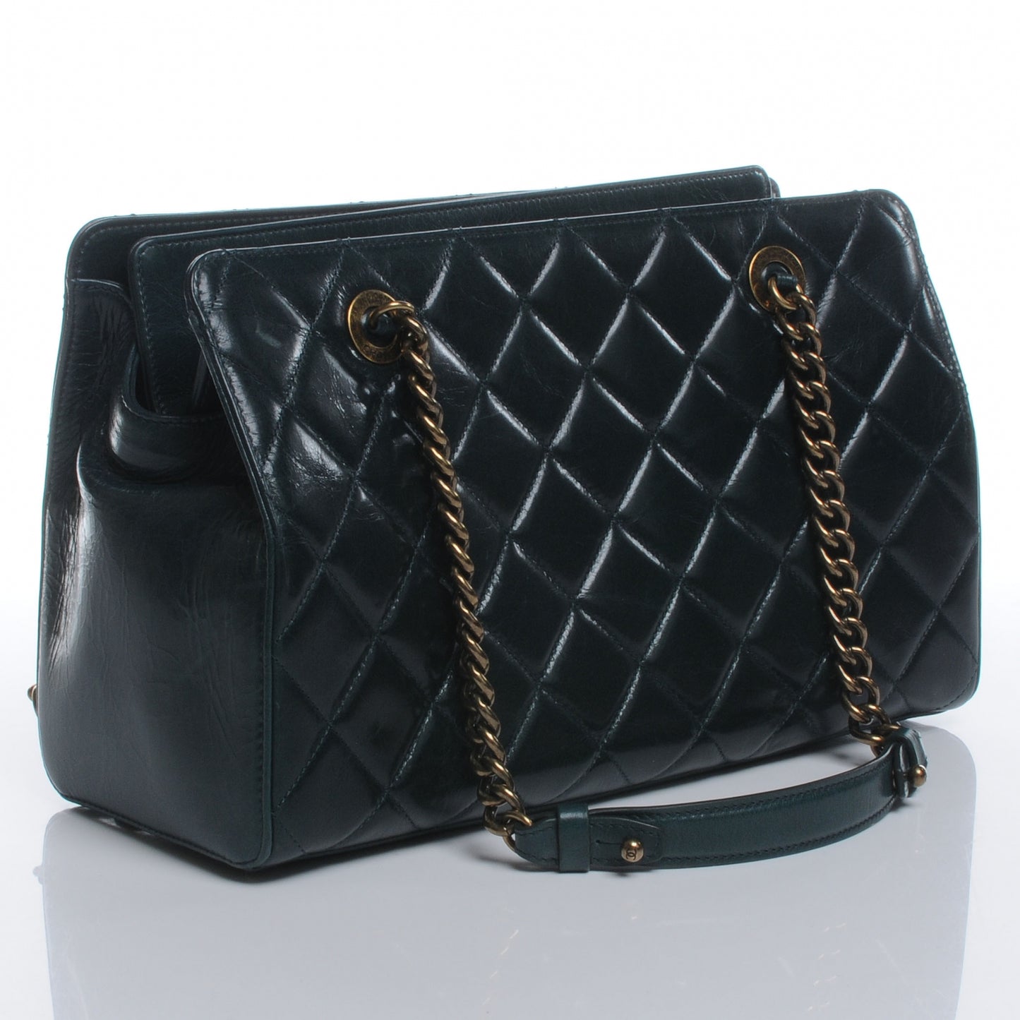 Calfskin Perfect Edge Tote Dark Green