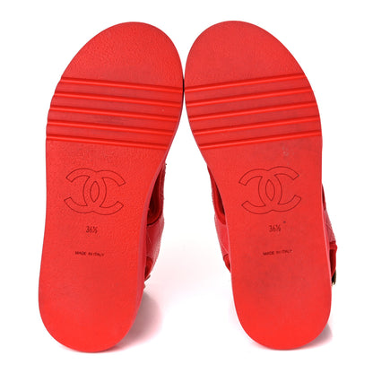 Chanel Goatskin Fabric Gladiator Sandals 36.5 Dark Red Light Pink 5 of 13