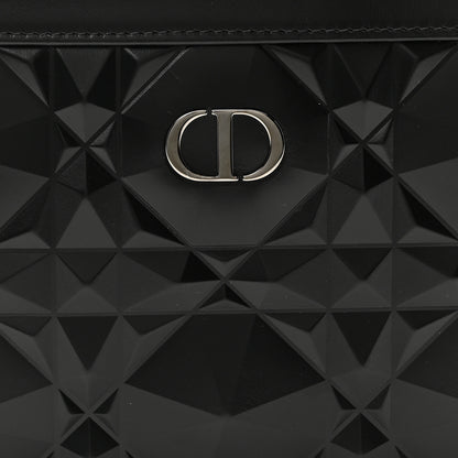 Christian Dior Calfskin Macrocannage Diamond Caro Zipped Pouch With Chain Black 8 of 10