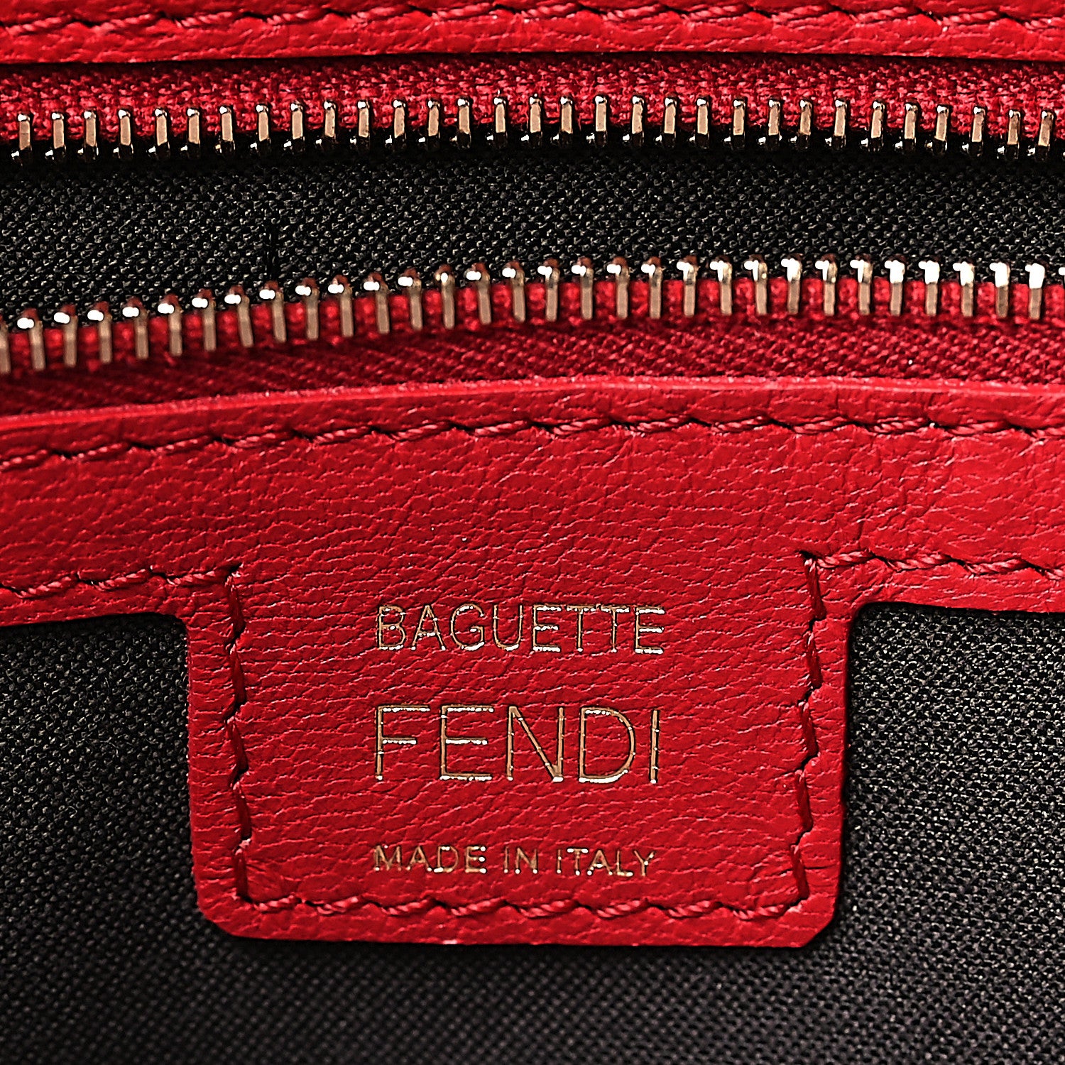 Fendi Nappa FF 1974 Embossed Baguette Fragola 5 of 9