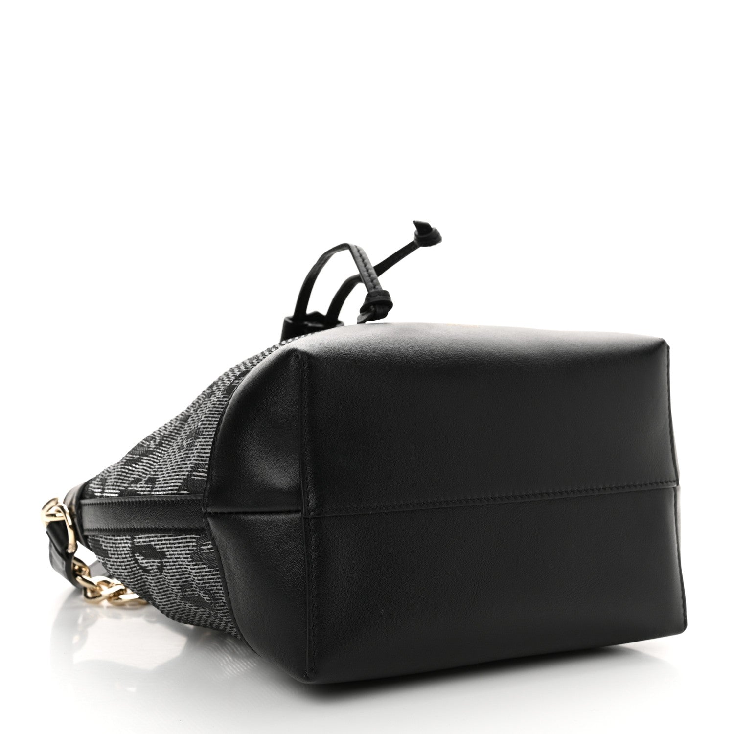 Jimmy Choo Calfskin Mesh JC Logo Juno Bucket Bag Black 4 of 10