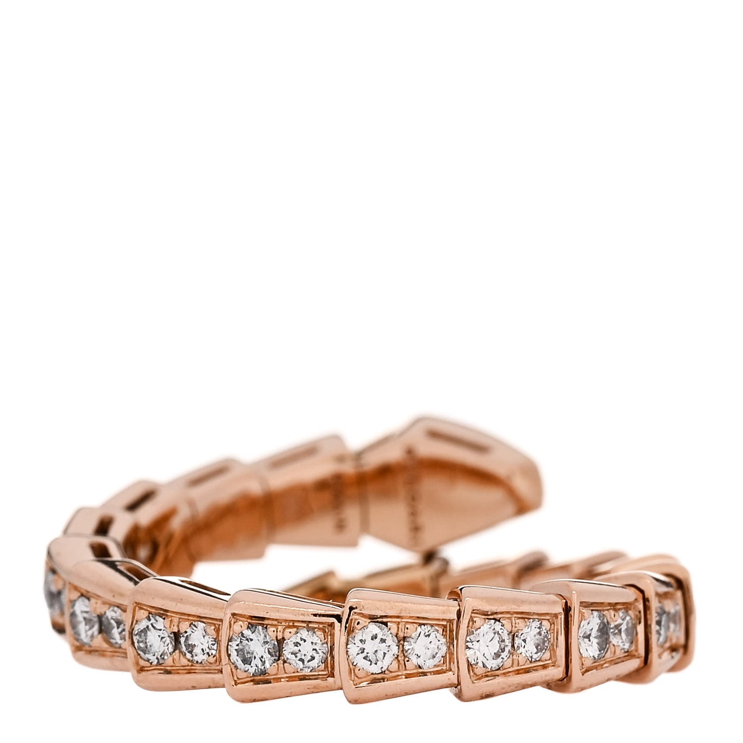 18K Rose Gold Diamond Serpenti Viper Pave Ring M