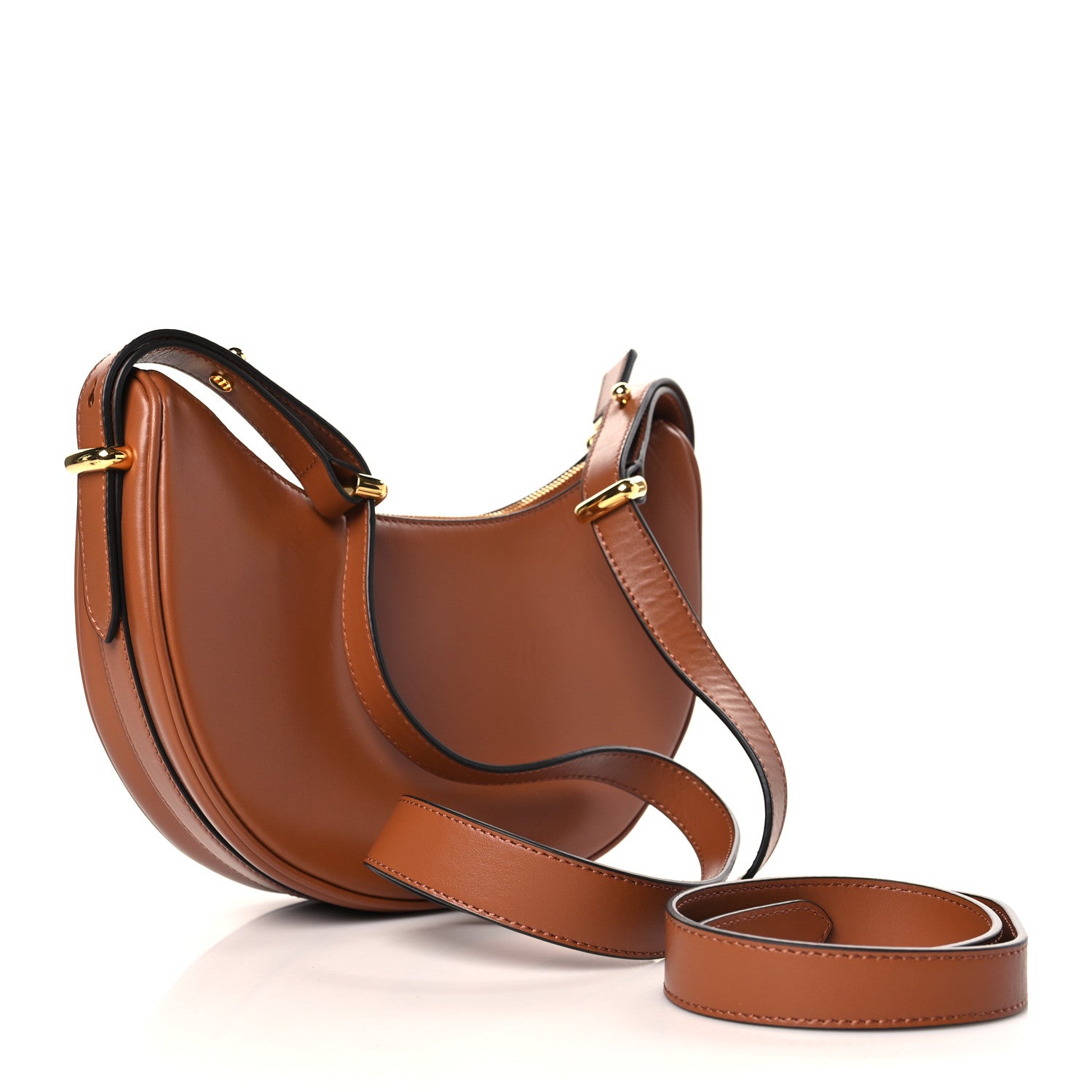 Prada Soft Calfskin Arque Shoulder Bag Cognac 3 of 8