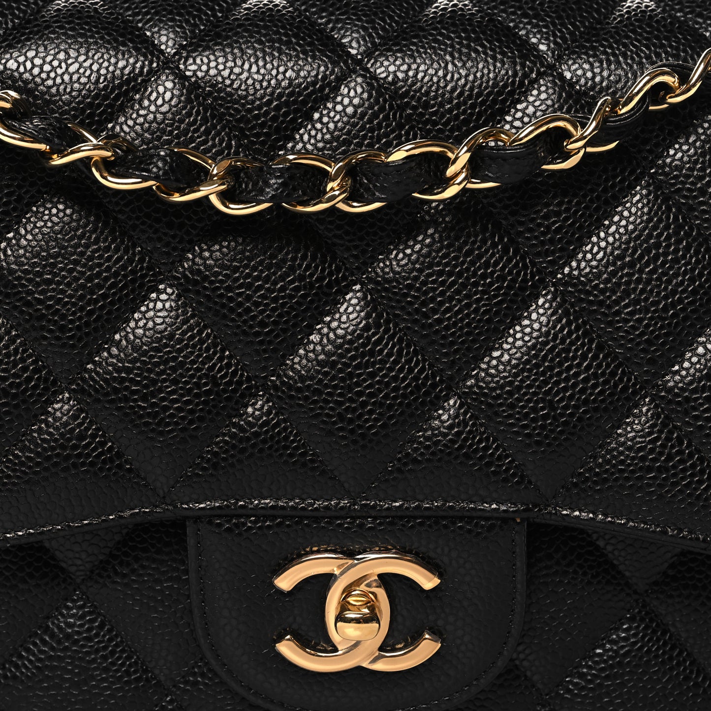 Caviar Quilted Jumbo Double Flap Black