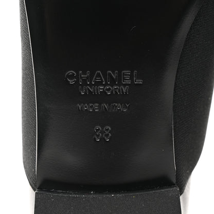 Chanel Calfskin Elastic Lace Up Cap Toe CC Loafers 38 Black 9 of 9