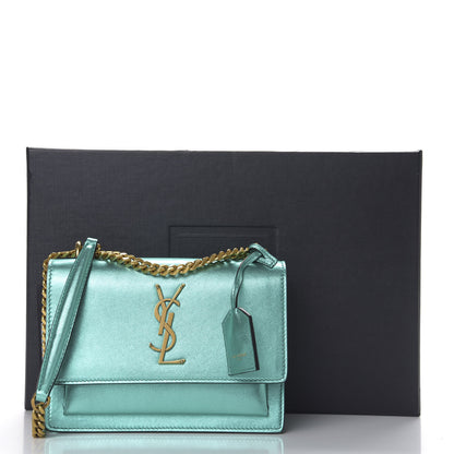Saint Laurent Metallic Calfskin Small Monogram Sunset Chlorophille 9 of 9