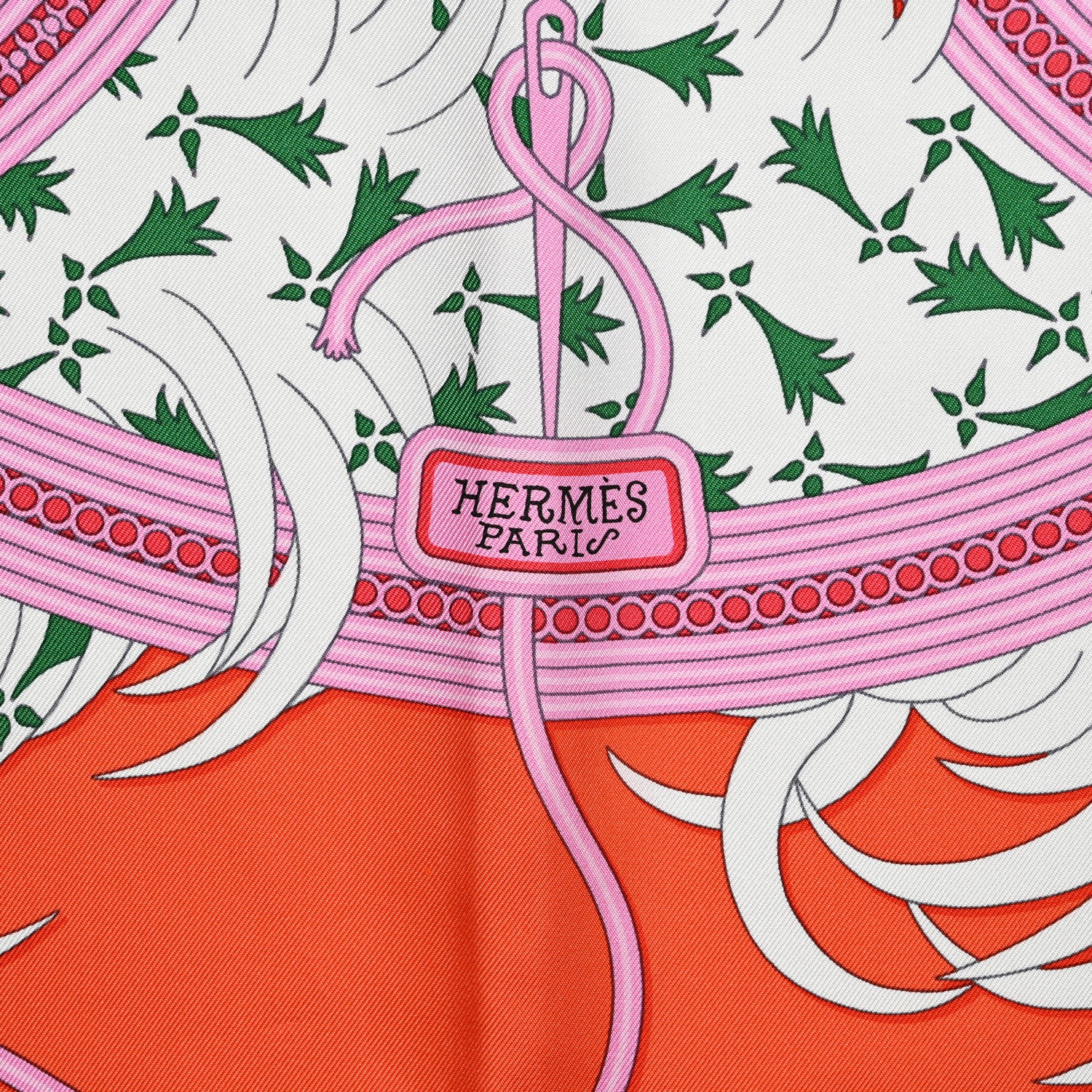 Hermes Silk Legende Brodee Scarf 90 Vermillon Bleu Pale White 2 of 6