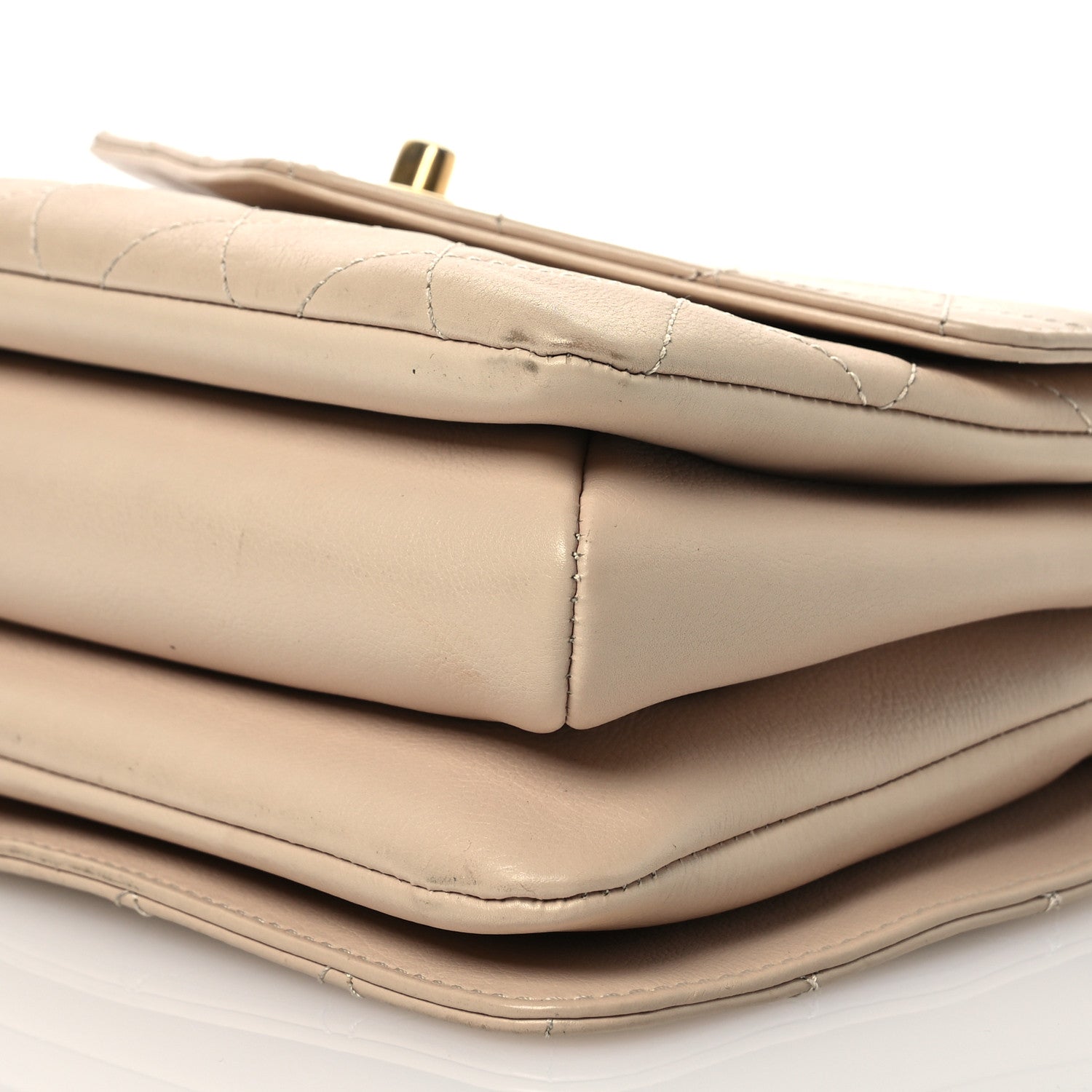 Chanel Calfskin Quilted Metal Small Top Handle Envelope Flap Beige 12 of 16