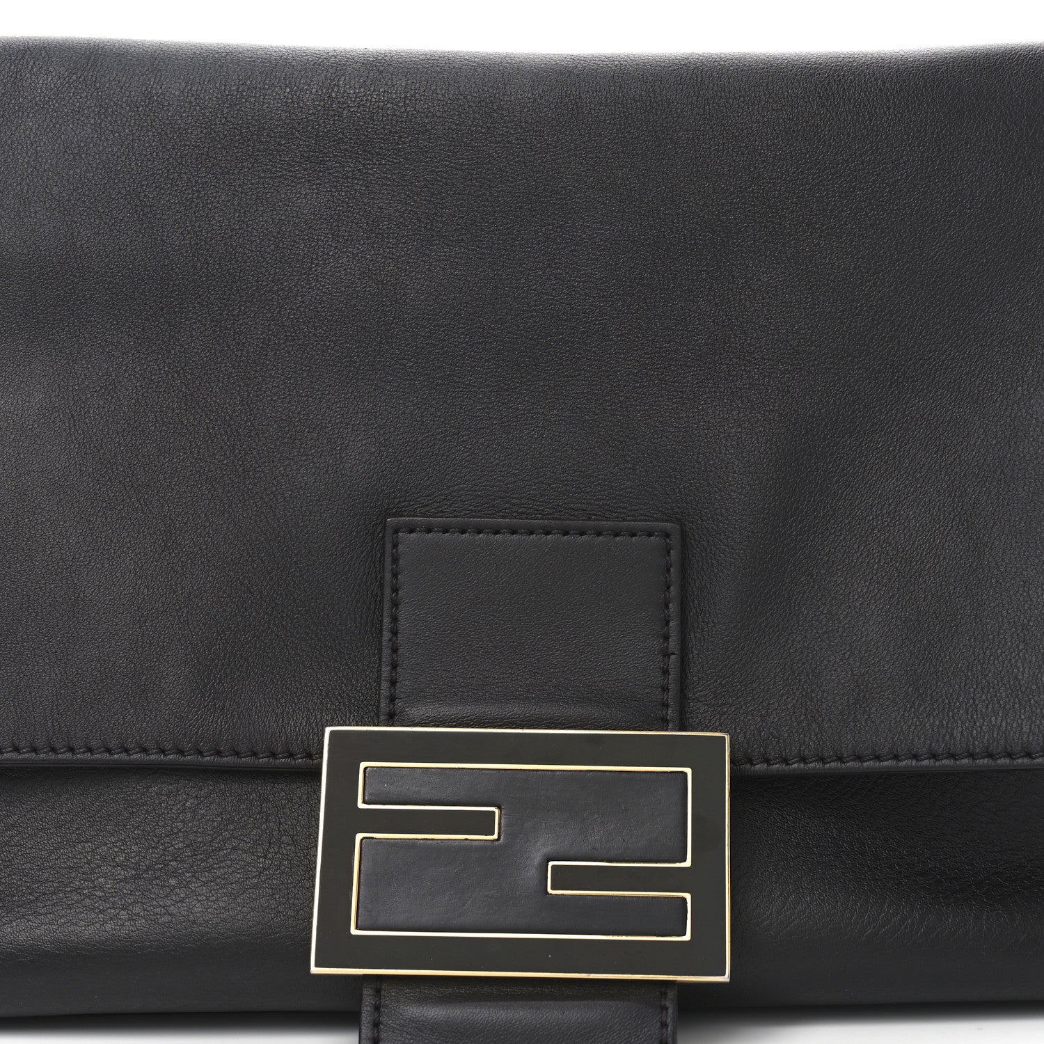 Fendi Vitello Flamingo Enamel Big Forever Mama Baguette Black 8 of 10