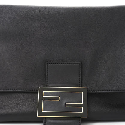 Fendi Vitello Flamingo Enamel Big Forever Mama Baguette Black 8 of 10