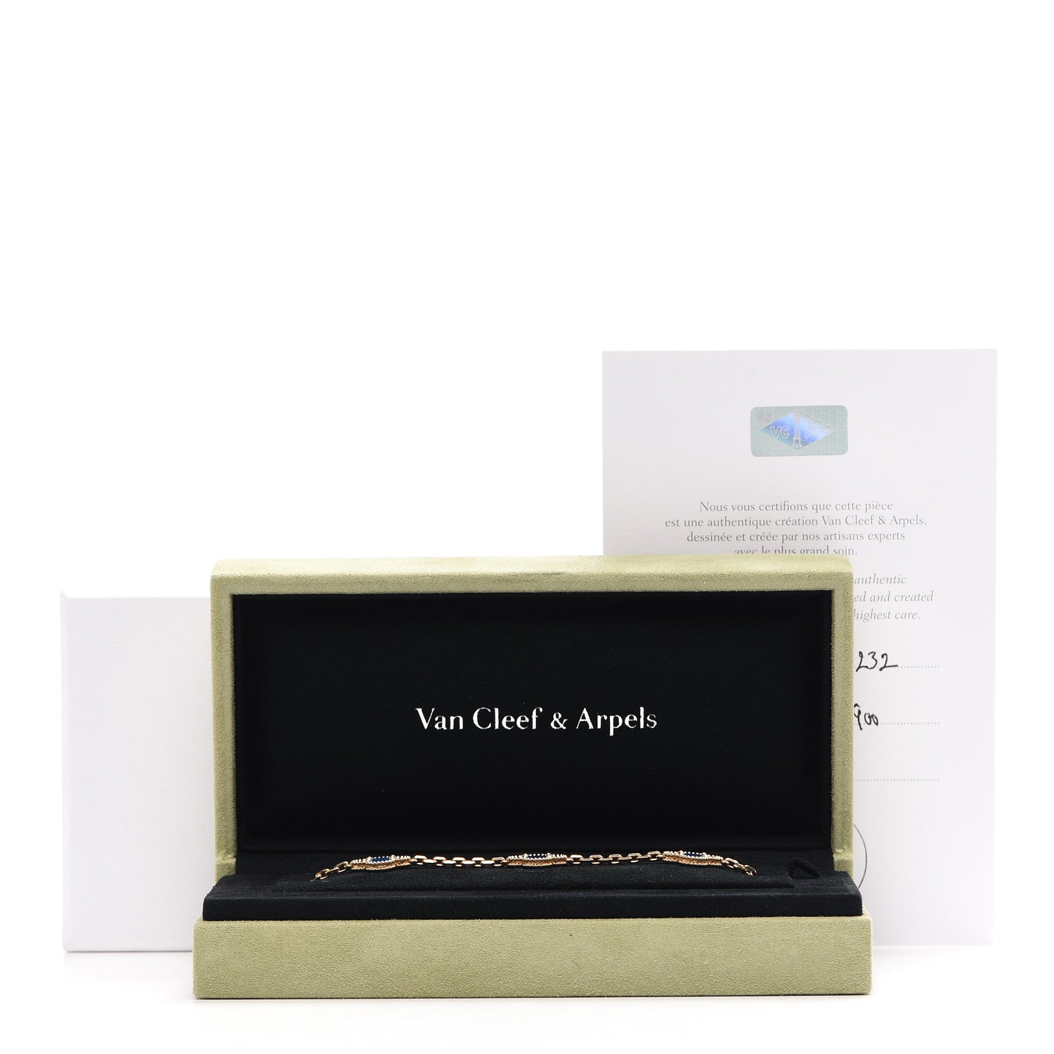 Van Cleef & Arpels 18K Yellow Gold Blue Agate 5 Motifs Vintage Alhambra Bracelet 7 of 7