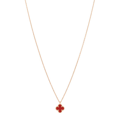 Van Cleef & Arpels 18K Rose Gold Carnelian Sweet Alhambra Pendant Necklace 1 of 5