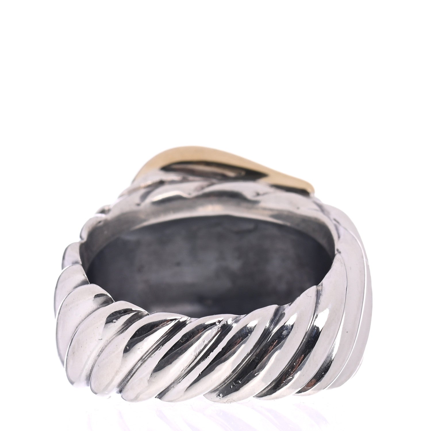 David Yurman Sterling Silver 18K Yellow Gold Cable Hook Ring 54 7 3 of 5